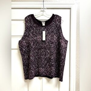 Chicos 3 NWT XL 16-18 Knit Sweater Vest Tank Top WINE Pullover Scandi Girl